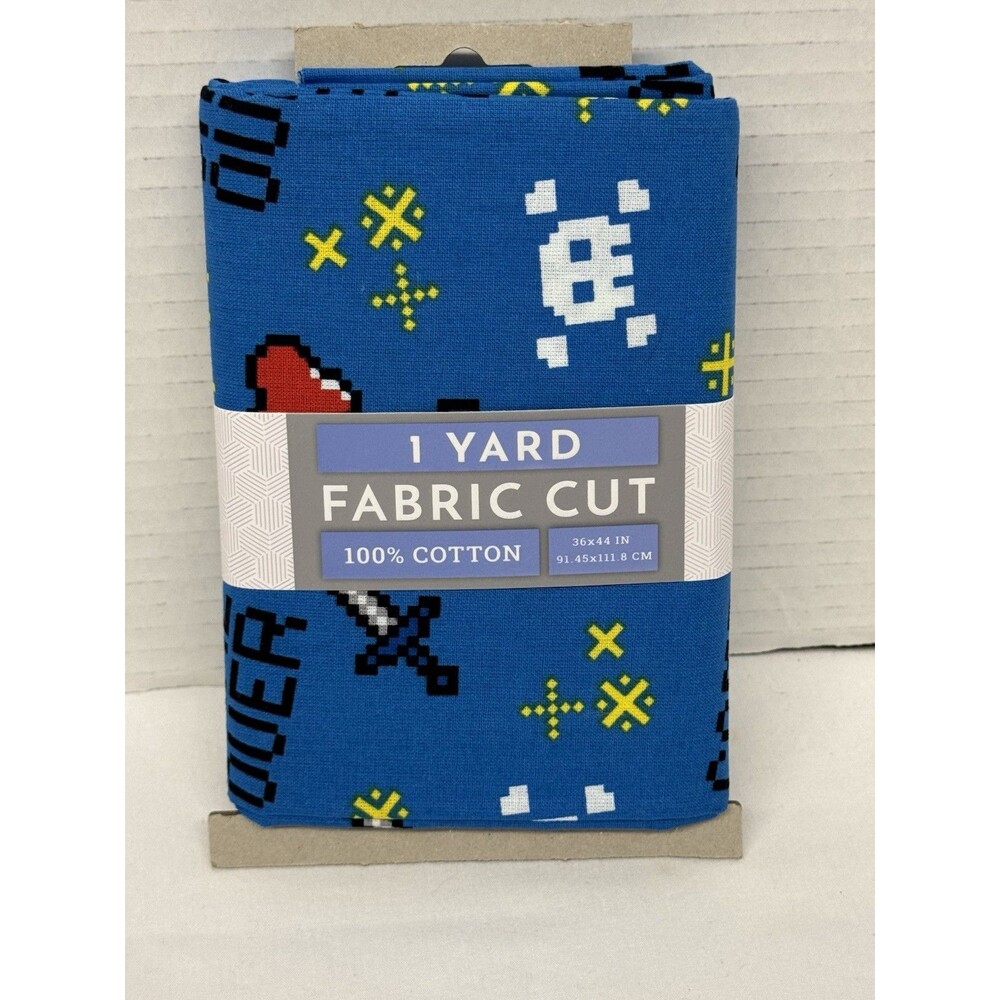Game Over 1 UP video game fabric by yard Pre-cut New With Tags Crafts Quilting